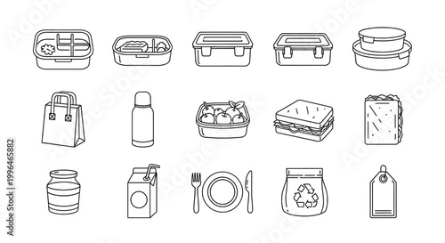 A collection of food and drink icons.