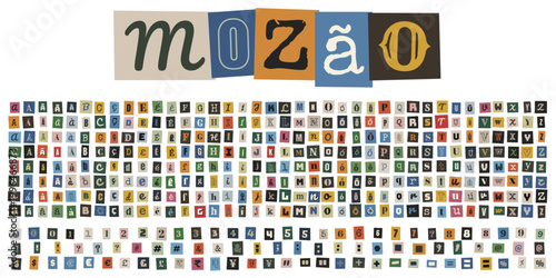 Alfabeto de recortes de revista estilo carta de resgate para design criativo