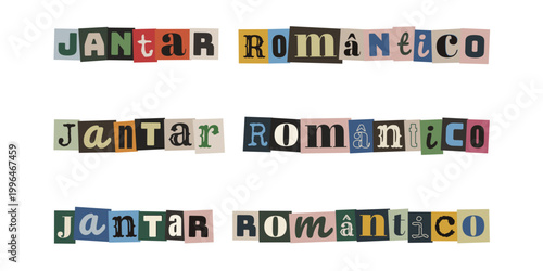 Convite para jantar romantico em estilo colagem de recortes de revista vintage