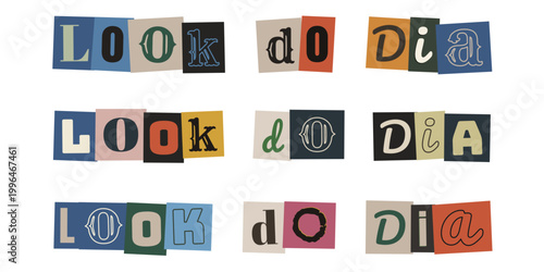 Alfabeto de Recortes de Revista Estilo Carta de Resgate para Design Retro