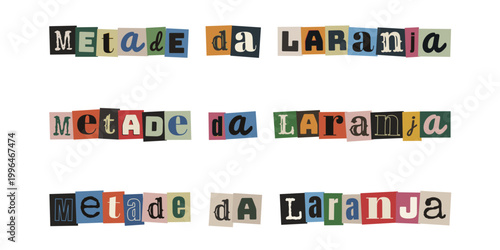 Frase Metade da Laranja em Estilo de Recorte de Revista para Design Criativo