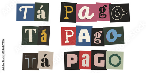 Frase tá pago em tipografia de colagem criativa para posts de redes sociais sobre treino e academia