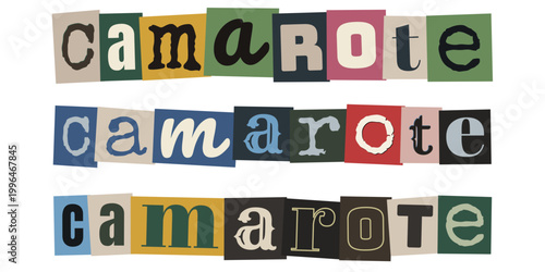 Palavra camarote em estilo de recorte de revista para design de carnaval e eventos