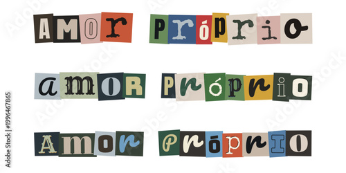 Frase amor proprio em estilo colagem de revista para saude mental e autoestima