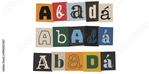 Palavra abada em estilo de recorte de revista para carnaval e micareta