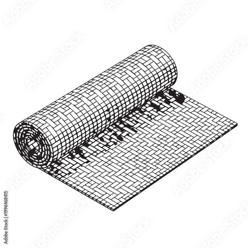 Rolled wire mesh for reinforcement on construction site with grid pattern.