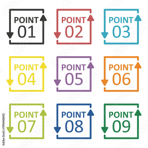 イラスト素材：ポイント,重要,チェック,注目,注意,数字