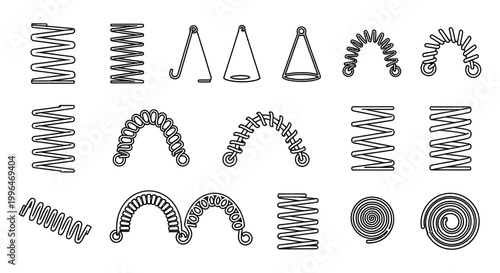 collection of various springs and coils different shapes and types