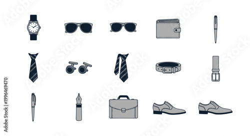 Collection of stylish men's accessories and fashion items.