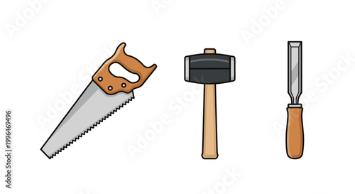 Set of carpentry and construction tools