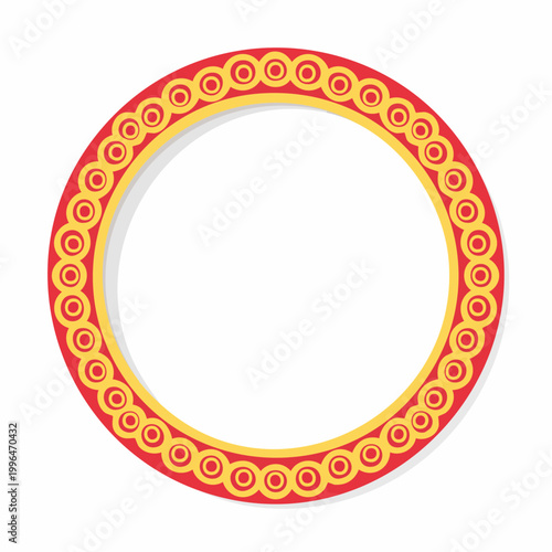 Circular Decorative Frame with Red and Yellow Pattern