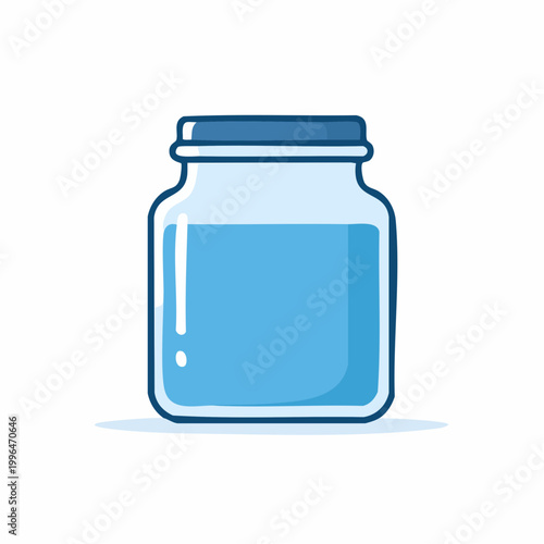 Illustration of a glass jar filled with blue liquid