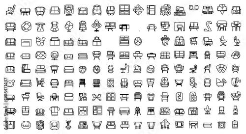 architectural furniture vector icons set for interior design and floor plans top view d-cad symbols for modern layouts