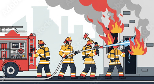 fireman with fire extinguisher