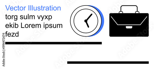 Business planning, time efficiency, task organization, corporate meetings, productivity, and career growth. Clock and briefcase planning and work. Time efficiency and productivity concept