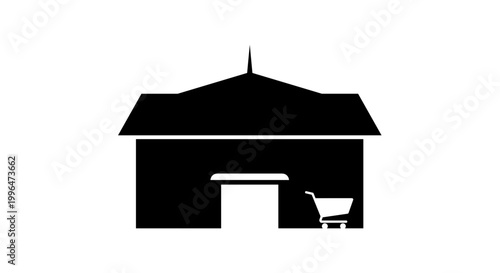 Black silhouette of a shopping cart.