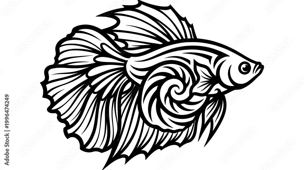 Fototapeta premium Detailed illustration of a betta fish.