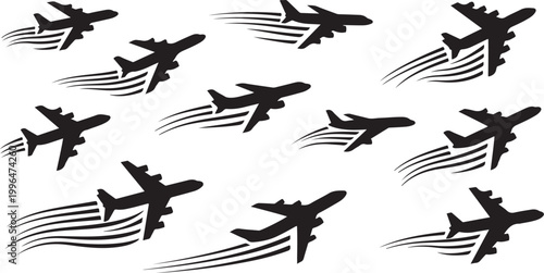 Silhouette of airplanes flying in formation together