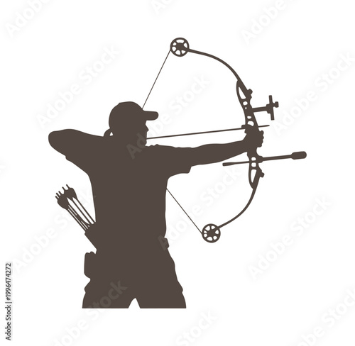 man shooting bow and arrow isolated on white background