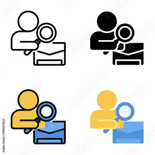 Job seeker icon collection of various styles for design branding, print and digital media
