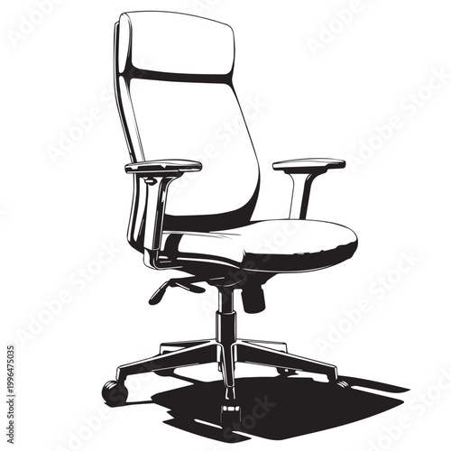 Ergonomic high-back office chair with adjustable armrests and wheels for workspace comfort and support.