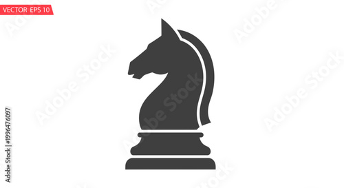 Chess Knight Piece Icon Silhouette, Strategy Game Symbol