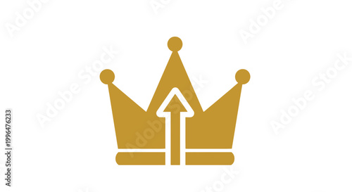 Golden Crown Icon with Upward Arrow - Success, Leadership, Royalty, Growth