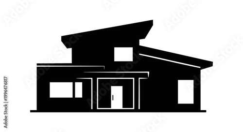 Modern house silhouette with roof.