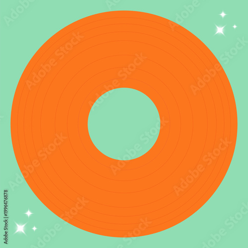 Vinyl illustration showtime collection. Vector showgirl design. Orange and teal music era. Sparkling design. The life of a musician design collection