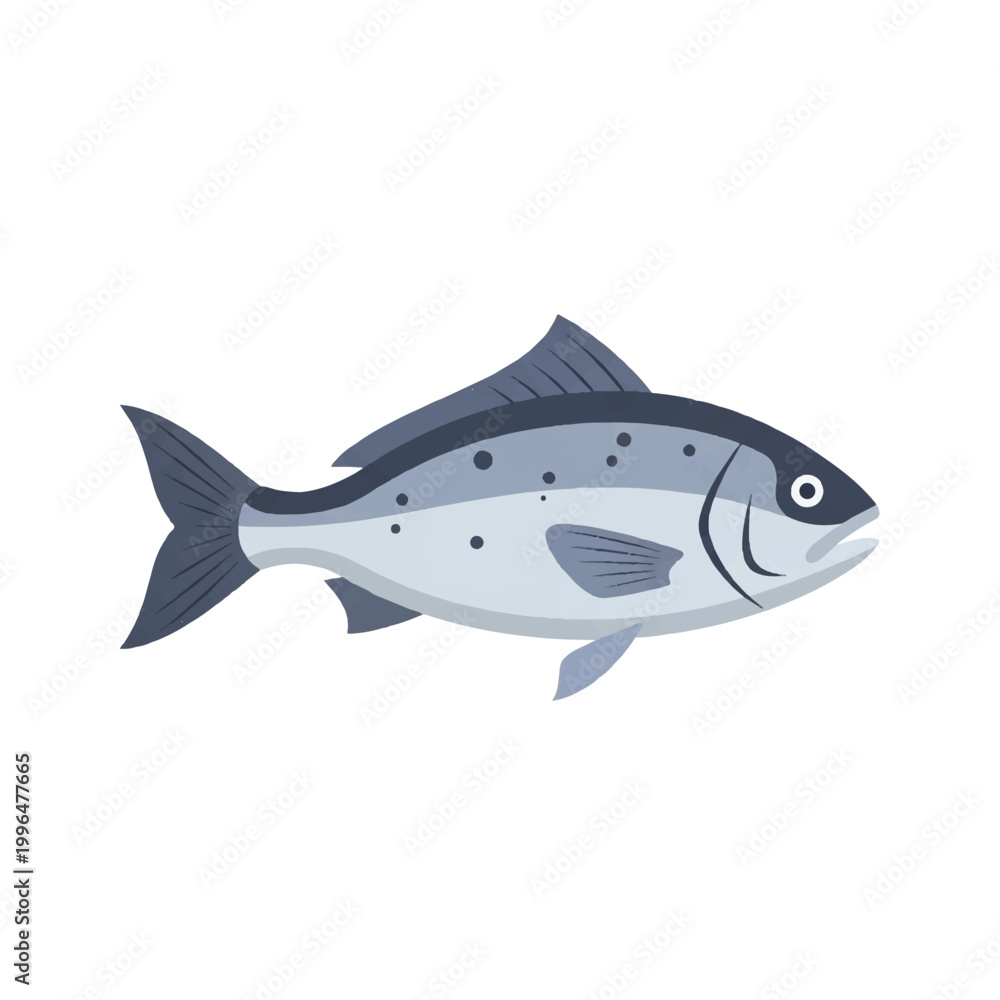 Obraz premium Gray Fish with Black Spots Illustration.