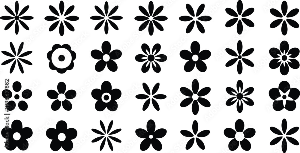 Fototapeta premium Flower Icon Set Editable Outline Vector Pictograms for Mobile Apps and Web Design