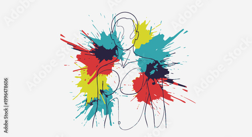 Colorful paint splatter art design element.