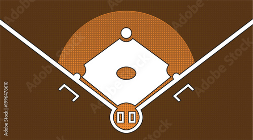 Baseball field diagram with abstract minimalist design
