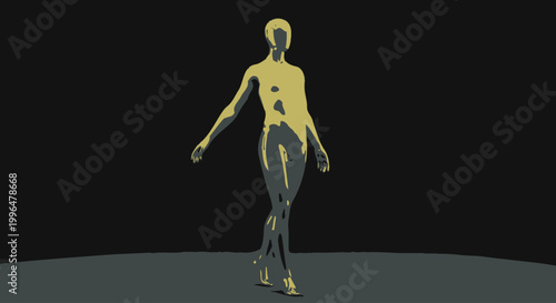Human body illustration in yellow and gray.
