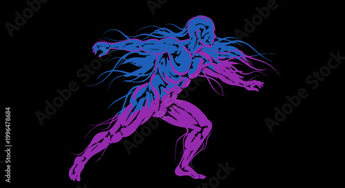Neon Colored Superhero in Motion.