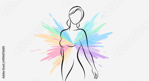 Foto Woman Body Line Art Drawing.