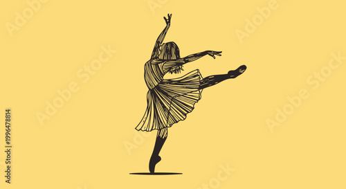 Woman in dancing pose with dress.