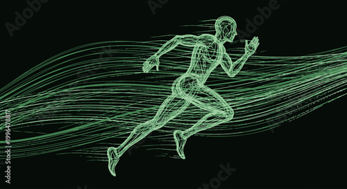 Man Running Fast in Motion Blur.