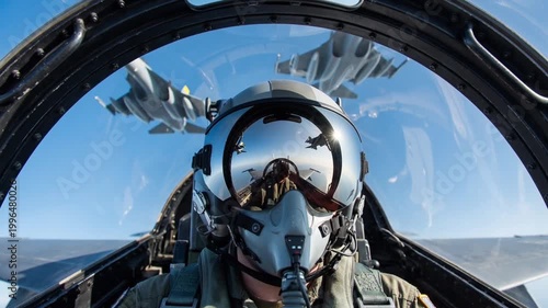 Fighter Pilot Cockpit Reflection Aviation Concept
