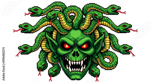 Fearsome Medusa Head with Snakes for Hair.