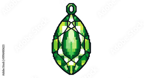 Elegant Emerald Gemstone Pendant with Intricate Facets.