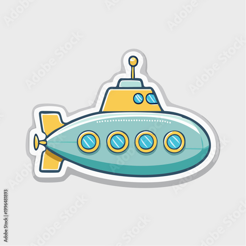 Cartoon Submarine Sticker