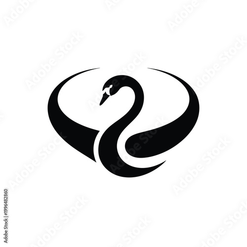 swan logo with minimalist black design on white background