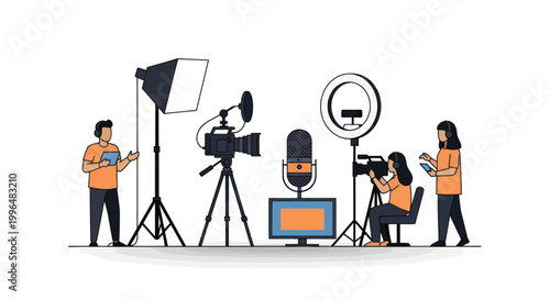 Video production and content creation with filming equipment