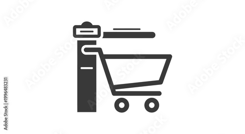 Shopping cart and access control graphic against white background