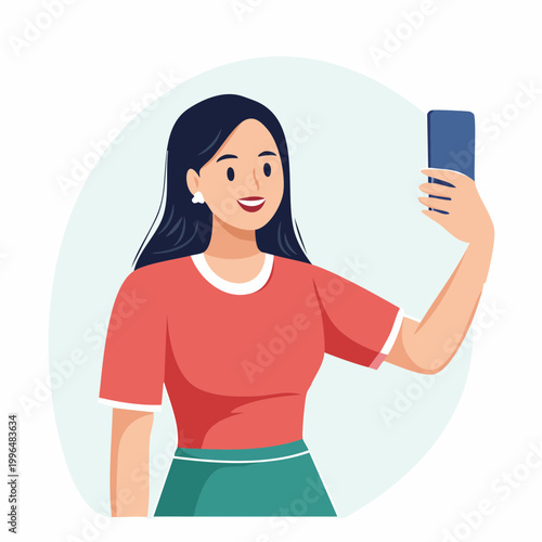Woman Taking a Selfie with Smartphone
