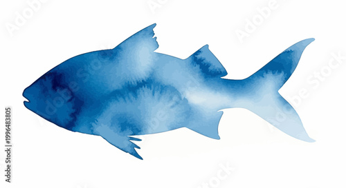 Abstract Blue Fish Silhouette with Topographic Map Texture