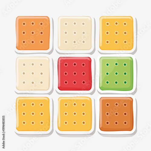 Colorful Square Crackers with Perforations