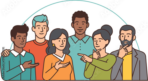 A diverse group of people are gathered together, possibly for a meeting or discussion, in a friendly environment