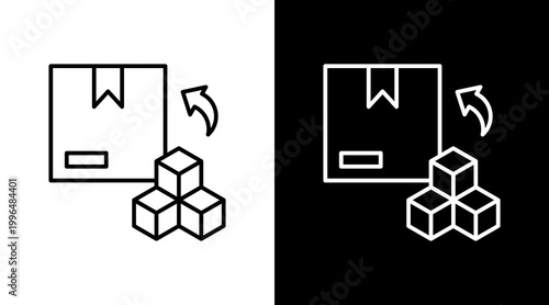 Product Packaging Outline White Icon Set Design
